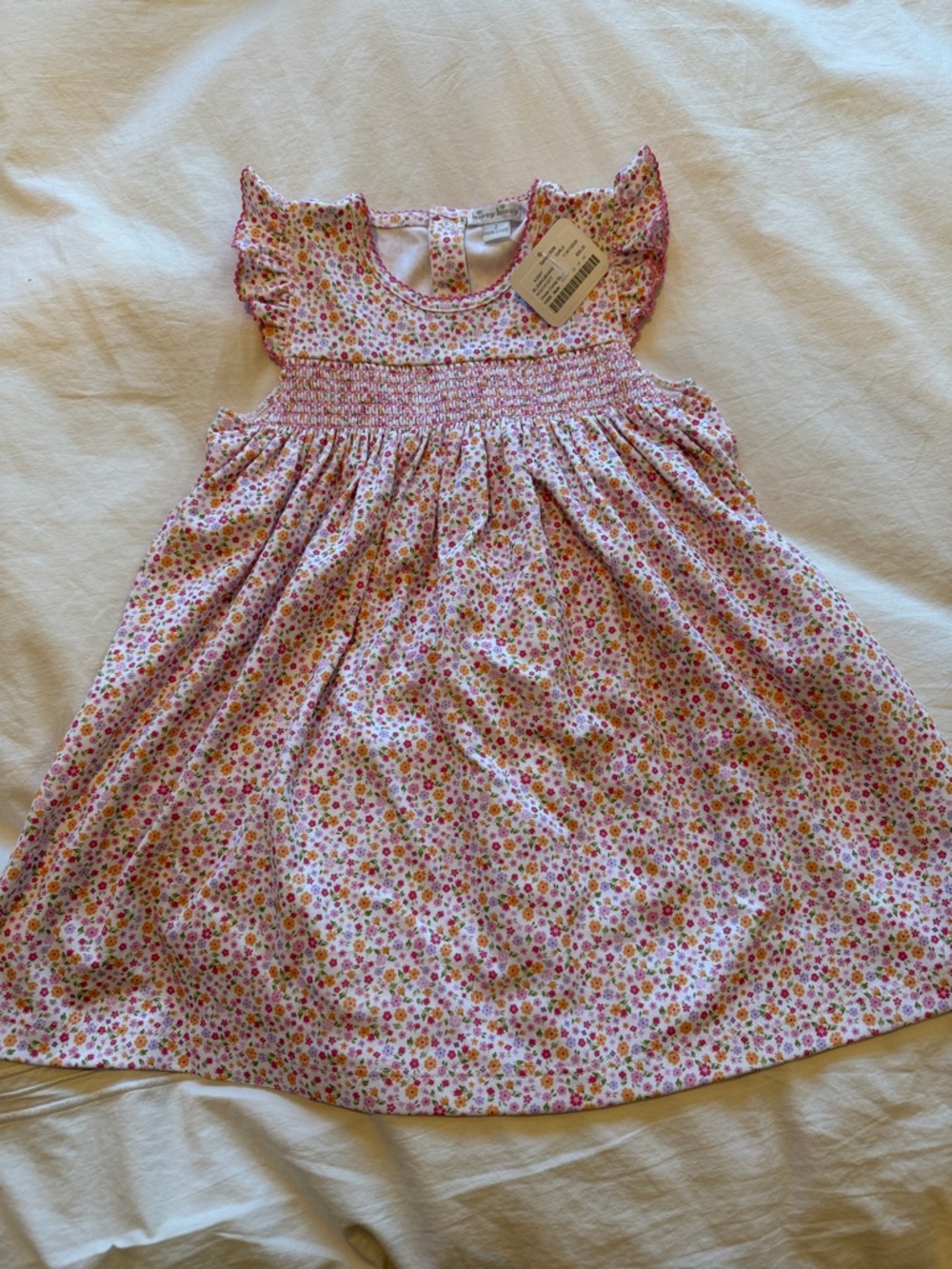 Kissy Kissy Pink Floral Smocked Flutter-Sleeve Dress